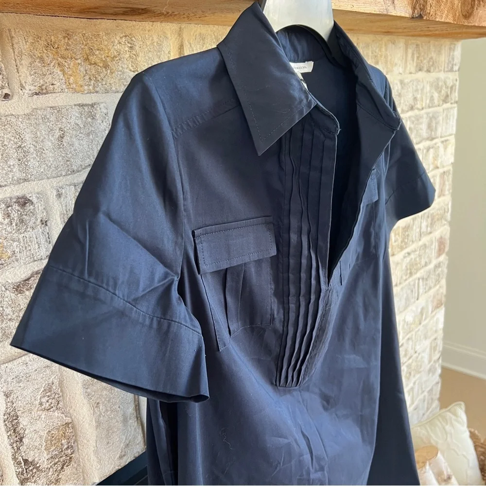 Diane Von Furstenberg Dress Navy Blue Short Sleeve Shirt Dress 6 DVF Designer - Picture 12 of 14